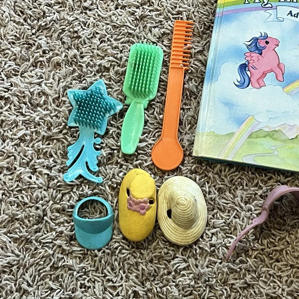 My Little Pony 1980s Lot Pretty Parlor Accessories Book, Peach Pony, Hats & More